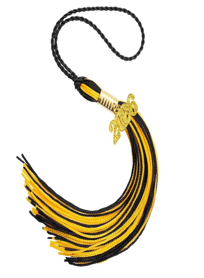 QIHOMPIB 2026 Black Gold Gradution Tassel with Golden Charm for Graduation Cap Hat Gown Headband Decorations Senior Class of 2026 Congrats Grad Party Favors Supplies Ceremonies Memorial Graduations Decor - Image 1